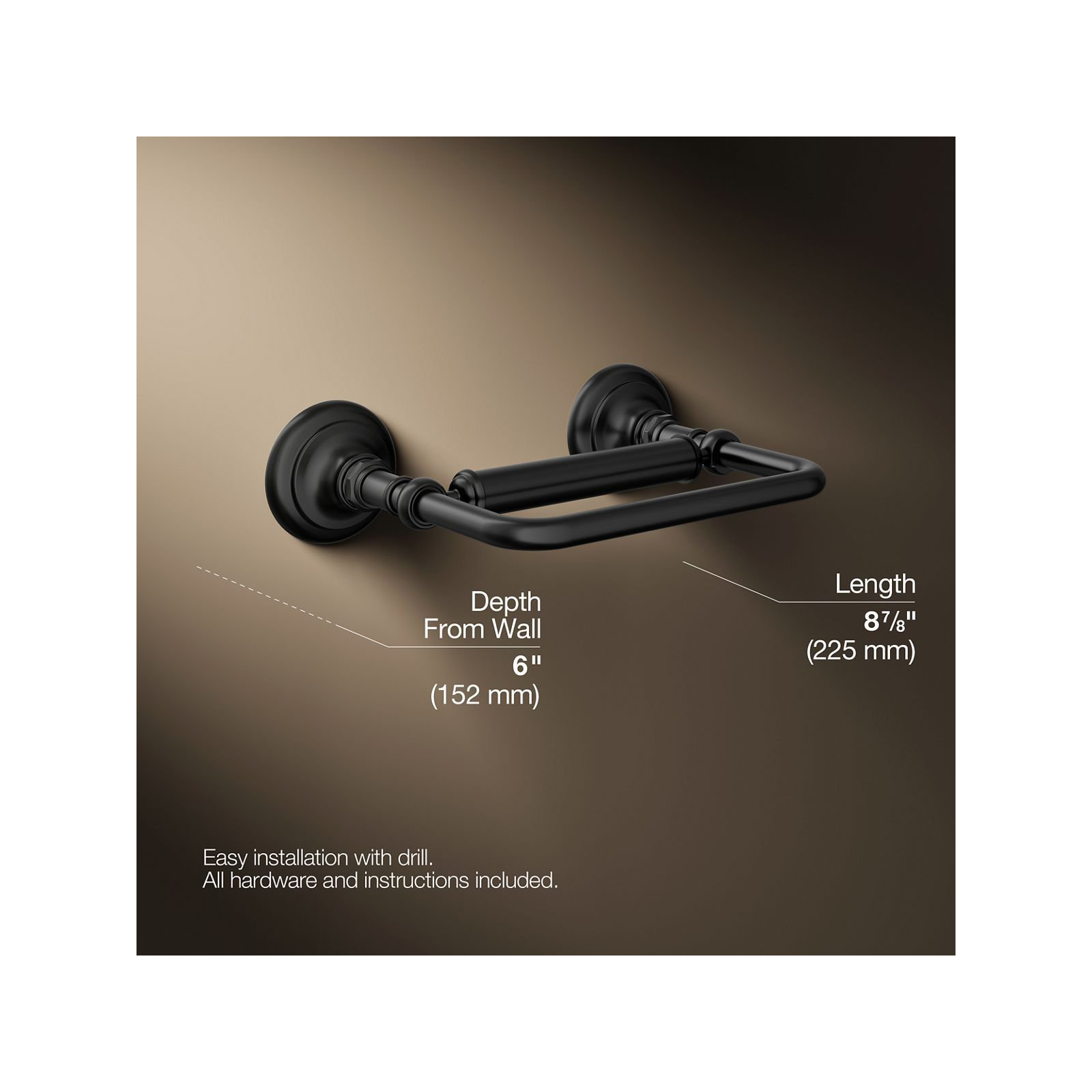 Artifacts Pivoting Toilet Tissue Holder, Matte Black