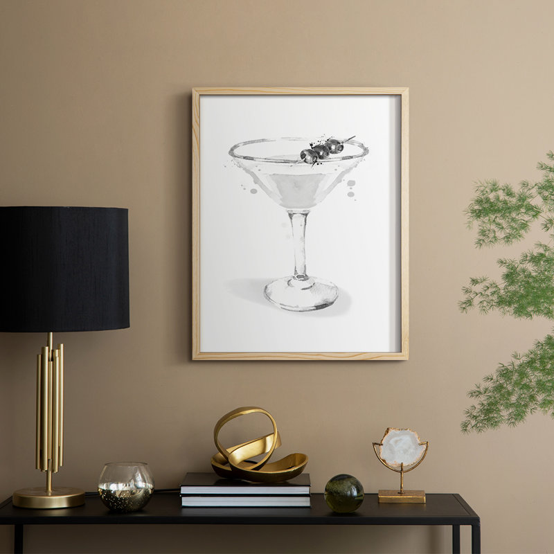 Habillé de martini blanc, reproduction encadrée - bois massif, Naturel, H 11 po x l 9 po