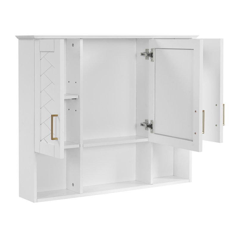 Armoire à pharmacie murale 2 en 1 avec tablettes réglables et portes à fermeture douce, miroir haute définition avec rangement pour meuble-lavabo