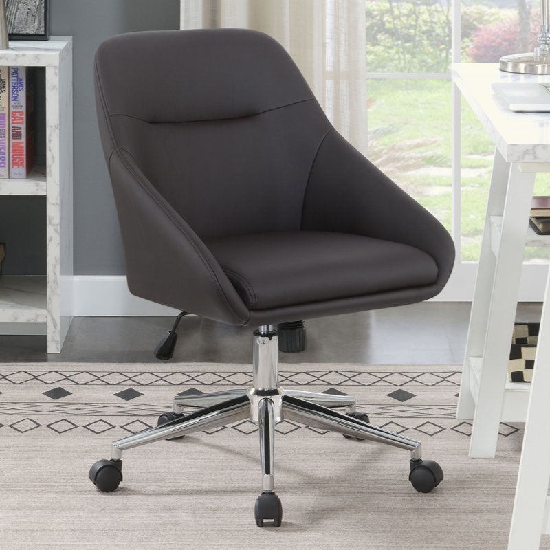 Chaise de bureau rembourrée et réglable pour bureau à domicile, Brun