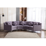 136" Wide Velvet Symmetrical Modular Corner Sectional