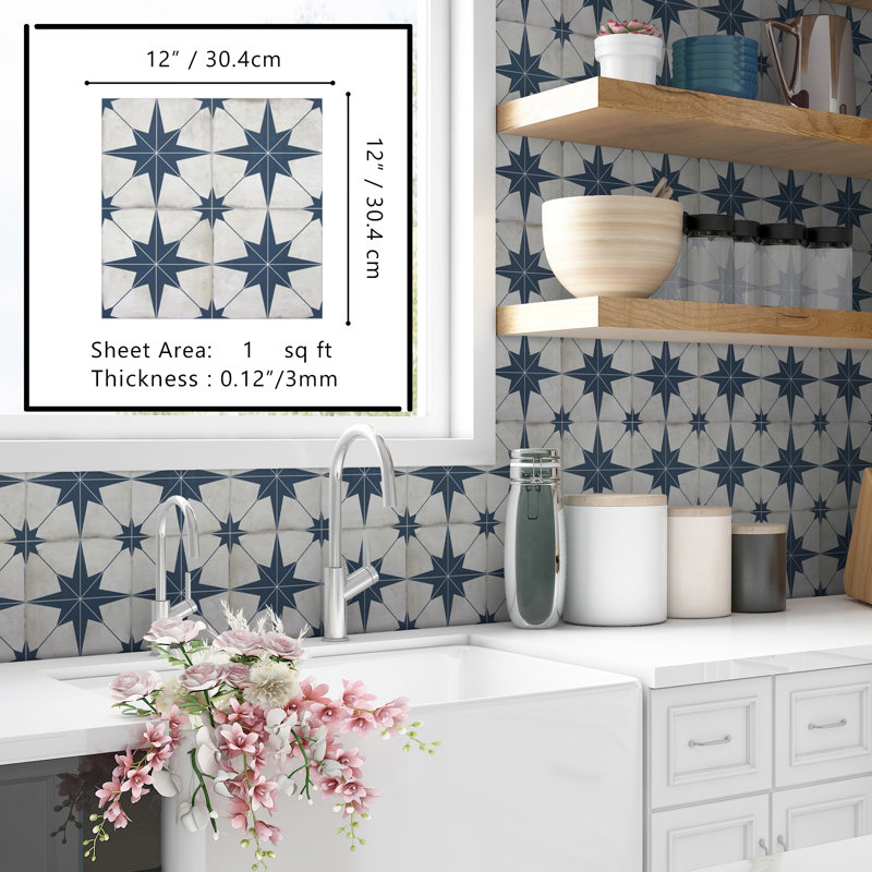 Carrelage mosaïque composite 12 po x 12 po, Étoile bleue