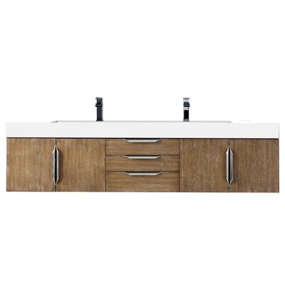 Mercer Island 72"" Floating Double Bathroom Vanity Set -  James Martin Vanities, 389-V72D-LTO-A-GW