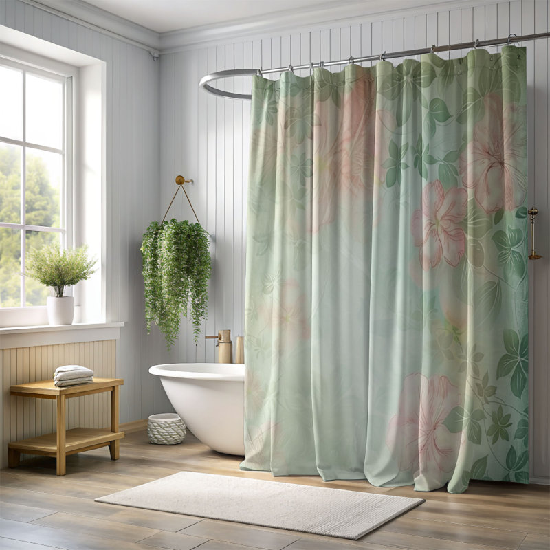 Rideau de douche standard 1 pièce Timeless Floral Art, H 74 po x l 71 po