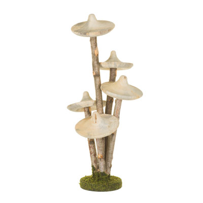 White Wood Dunce Cap Mushroom Display