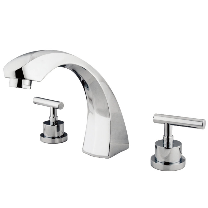 Kingston Brass Manhattan Two-Handle 3-Hole Deck Mount Roman Tub Faucet, Polished Chrome