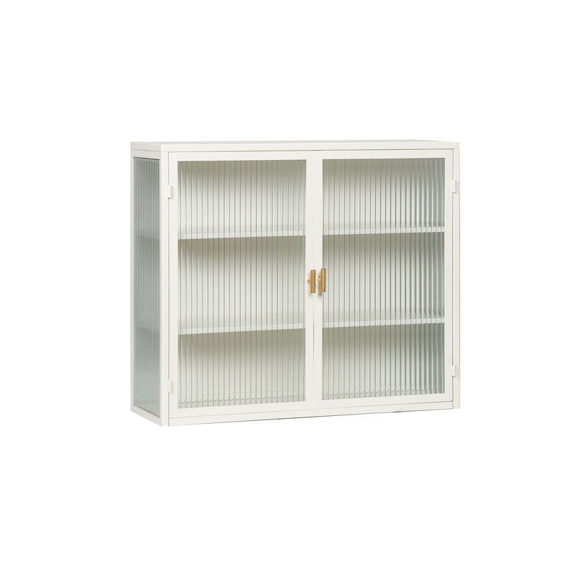 Armoire murale moderne à deux portes avec rangement à trois niveaux, Blanc