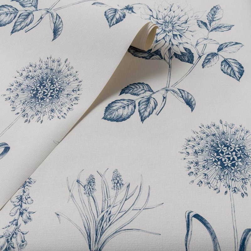 Secret Garden 10.05m x 52cm Distressed Wallpaper Roll, Midnight