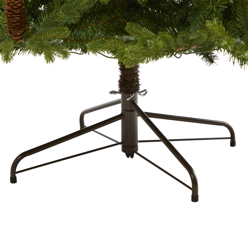 Arbre de Noël vert pin artificiel en cachemire avec lumières incandescentes, H 7,5 pi