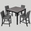 Ensemble de table de salle à manger 5 pièces à hauteur de comptoir avec 4 chaises en bois, gris clair et noir deux tons