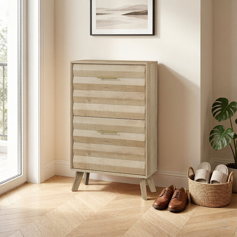 Armoire de rangement pour chaussures 23,6 "Mid-Century, Chêne
