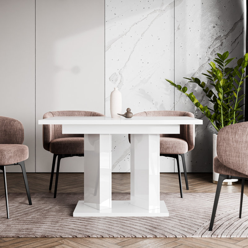 Extendable Dining Table, White High Gloss