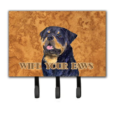 Porte-laisse à pattes et porte-clé rottweiler wipe