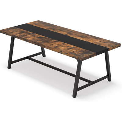 Dining Table For 8 People, 70.87-Inch Rectangular Wood Kitchen Table With Strong Metal Frame, Industrial Large Long Dining Room Table For Big Family (