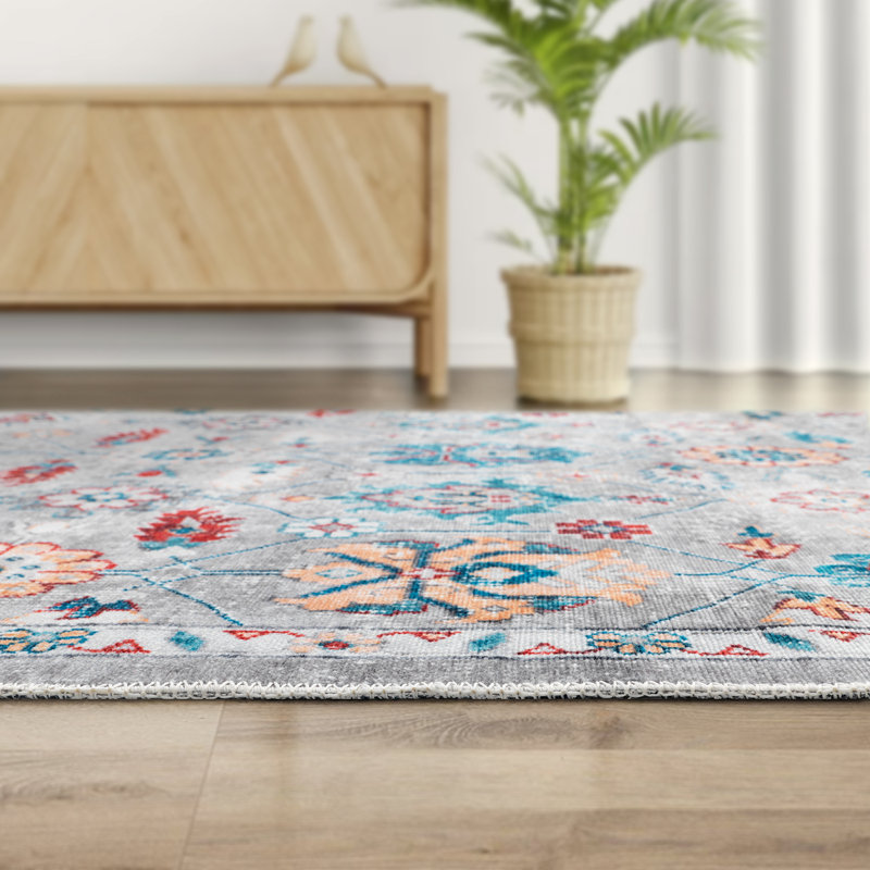Tapis oriental gris tissé à la machine Massud, Rectangle 4 pi x 6 pi