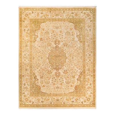 Keenan One-of-a-Kind 9' 1" X 12' 0" 2010s Wool Area Rug in Ivory