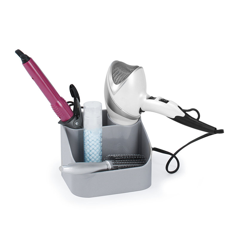 Kerber Plastic 3 Compartment Hair Tool Holder, Silver