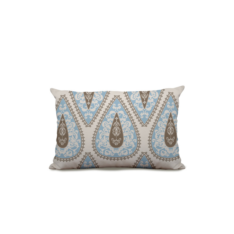 Paisley Outdoor Reversible Throw Pillow, Blue