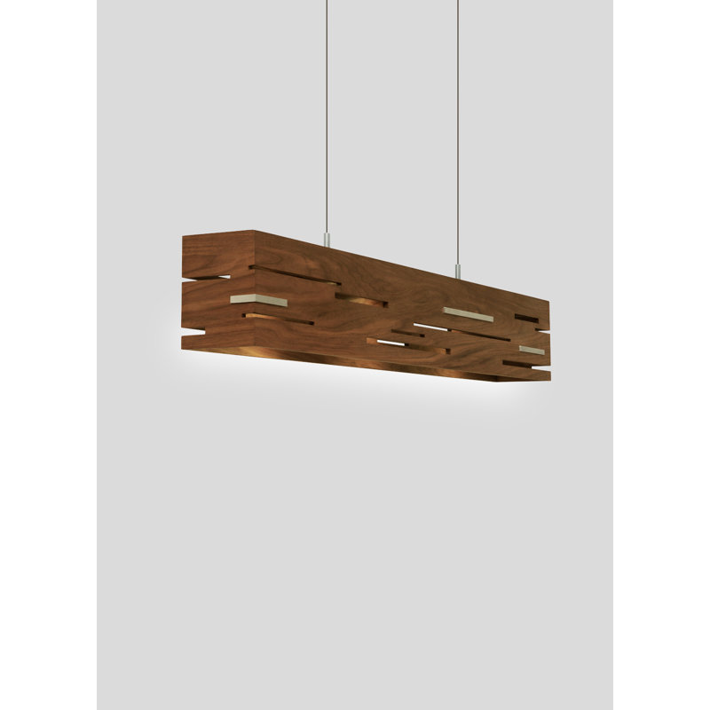 Aeris Linear LED Pendant - 2700K, Brushed Aluminum, Walnut, 7.5" H x 54" W x 5" D