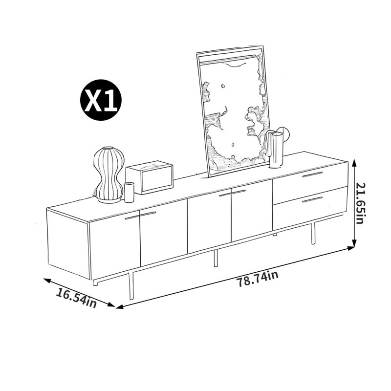 European style minimalist TV stand, 78.74"