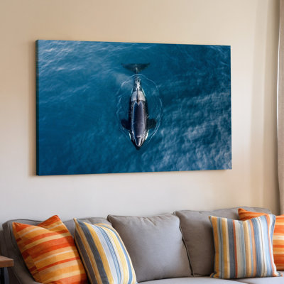 Orca Whale Swimming Underwater Ocean Canvas Wall Art Print For Living Room, Bedroom, Office, Hallway, Entryway, Gallery Wall And Modern Home Decor