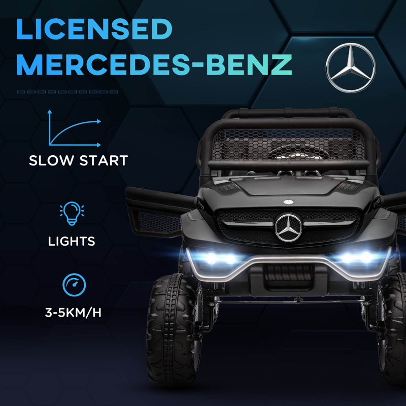 Black 12V Mercedes-Benz Unimog Ride-On Truck with Remote Control