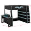 Lit mezzanine double en bois pleine grandeur, livré avec un bureau, plusieurs tablettes de rangement, une lumière RVB personnalisable et une table-708127123