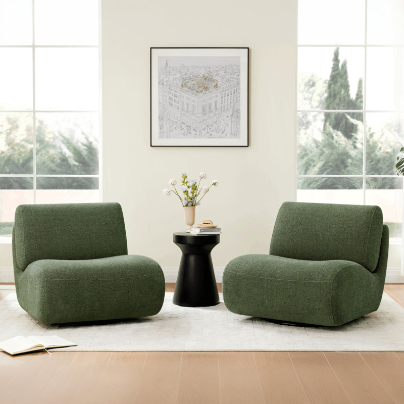 Fauteuil d'appoint pivotant 33 po Nita, Chenille vert forêt doux