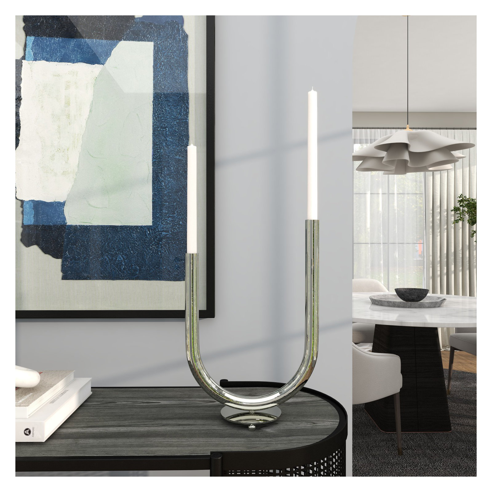 Bianca 14.25" Steel Tabletop Candle Holder