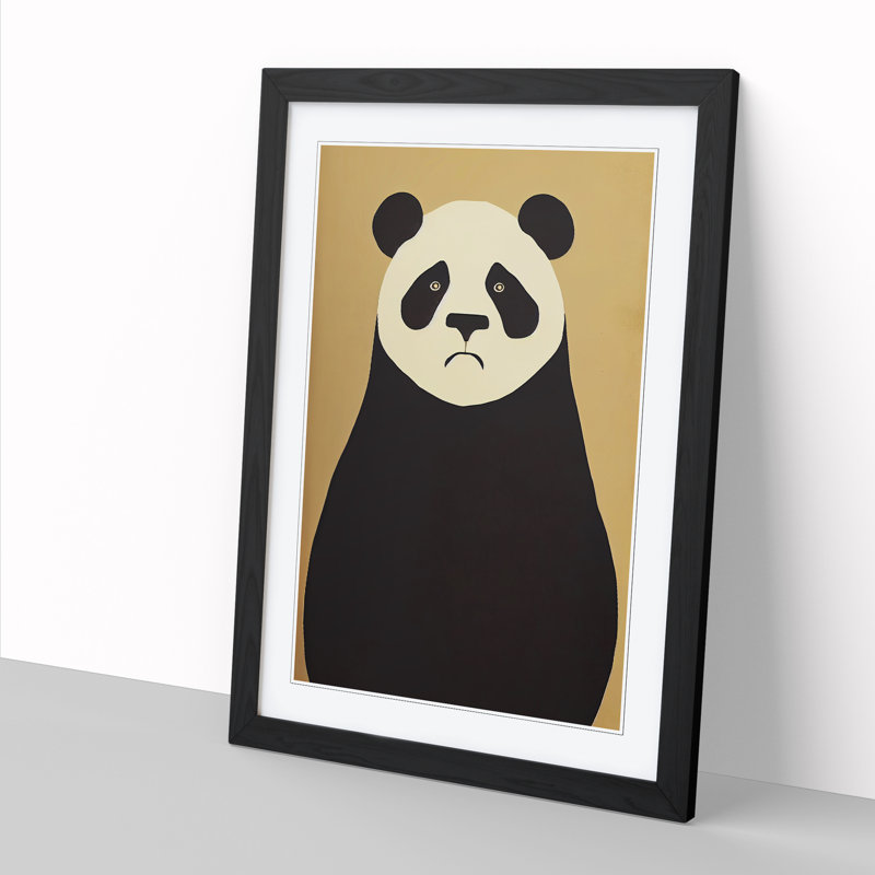 Simple Panda Art Vol.1 - Single Picture Frame Print, Black, 64cm H x 46cm W x 2cm D