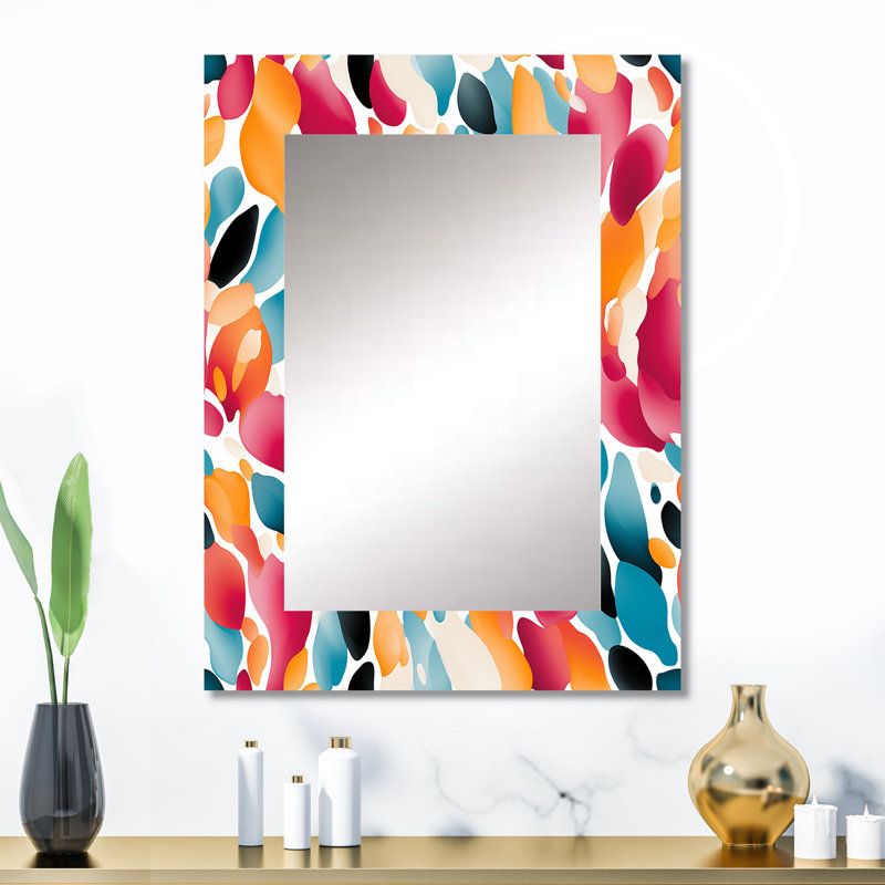 Chazlyn rose et bleu vibrant abstrait sauvage - miroir mural décoratif abstrait, grand miroir moderne, art imprimé en métal