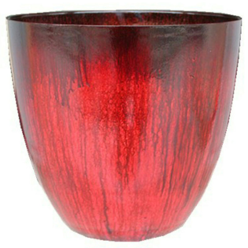 Pot à fleur en résine de fleurs, H 15 po x l 11,5 po x p 11,5 po, Rouge classique / rouge foncé