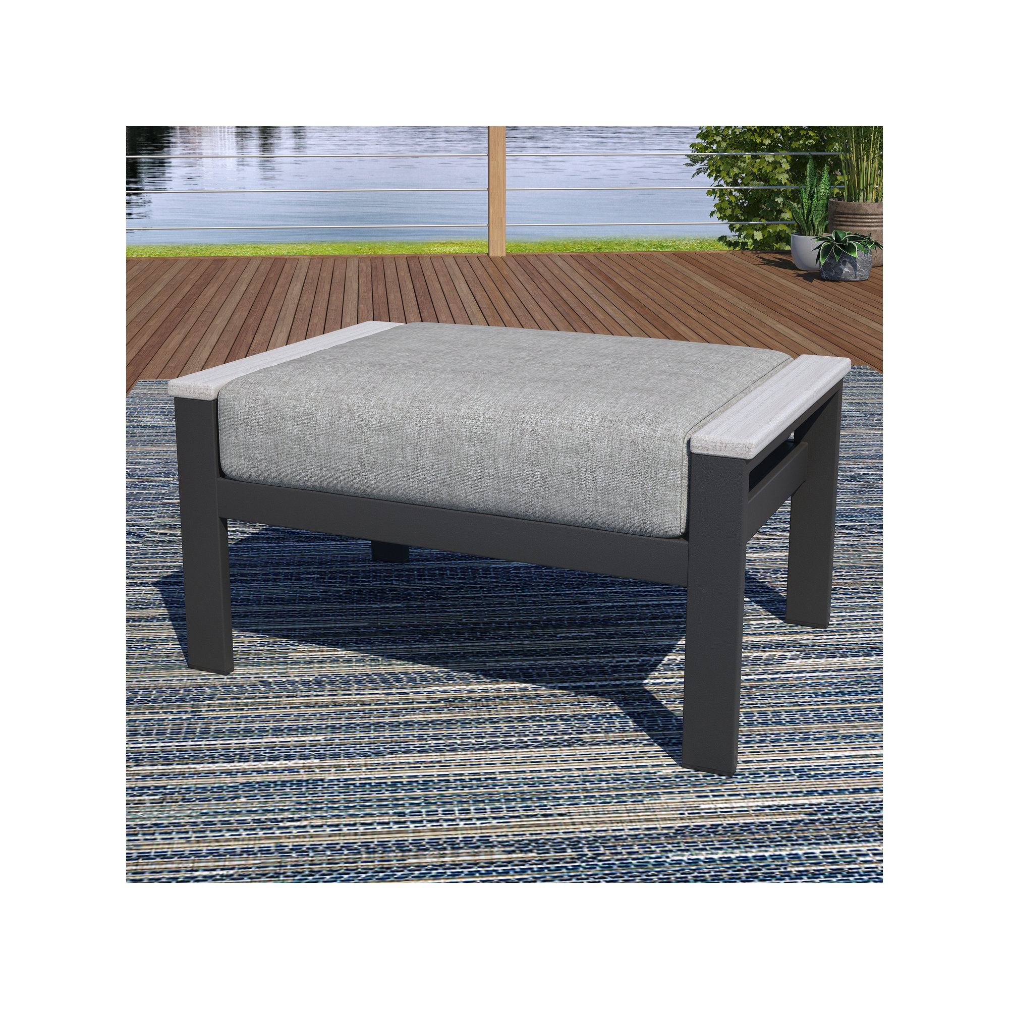 Townsend Outdoor Ottoman with Sunbrella® Cushion, Canvas Granite Sunbrella® Canvas