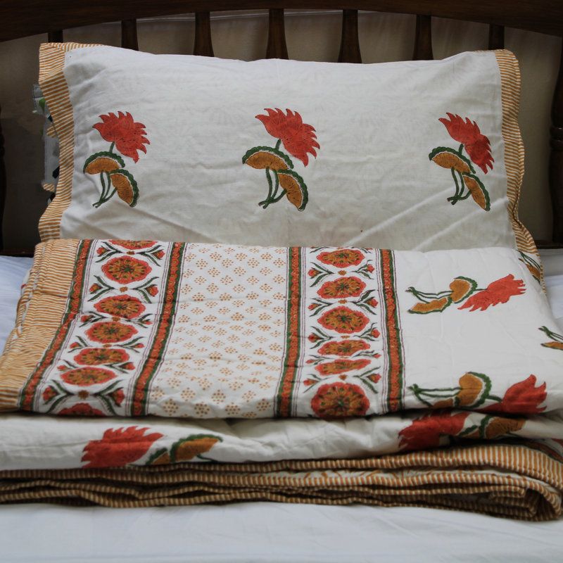 Honeyville Cotton Floral Bedspread with Pillowcases