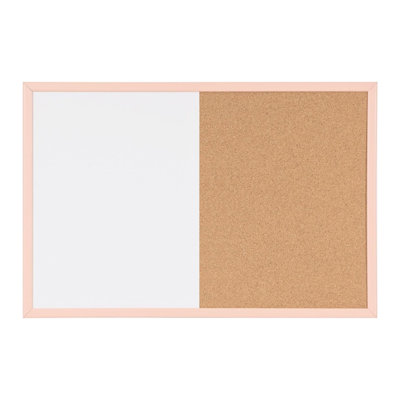 MasterVision Pastel Combo Bulletin and Dry Erase Board, 36" x 24", Salmon Pink Frame, Decorative Magnetic Whiteboard and Cork Board, Wall Décor for Home, Office, Dorm, or Classroom