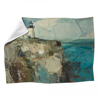 Jeté en molleton Liffhouse Cliff - Jetés paysage pour canapés ou lits
