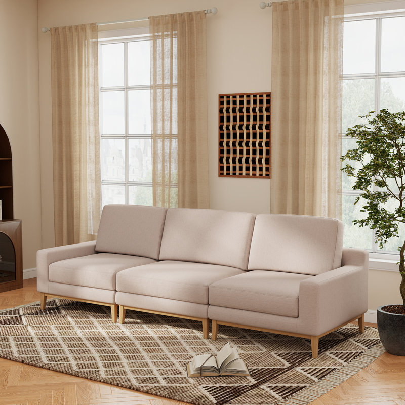 Canapé modulaire rembourré 3 pièces avec revêtement 3 pièces, Khaki