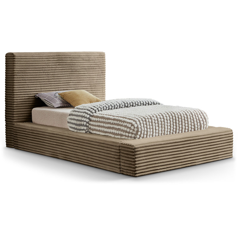 Dexter Corduroy Fabric Bed, Twin, Taupe Corduroy Fabric