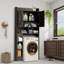 Rangement autoportant au-dessus de la toilette, armoire de rangement de salle de bain à 6 niveaux avec tablettes réglables, portes de grange-1445988609
