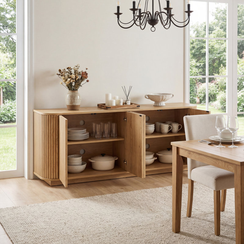 Armoire de rangement en bois avec motif vertical Wave, Bois médium