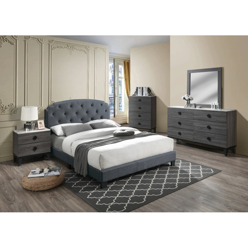 Table de chevet contemporaine, Gris