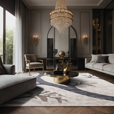 Tapis gris soyeux et moelleux
