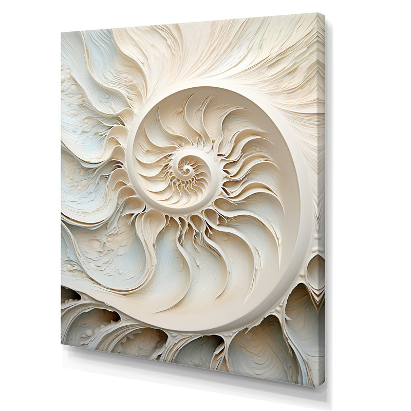 Ivoire Infinity Sea Sheel Spiral sur toile, H 44 po x l 34 po x P 1,5 po, Toile tendue