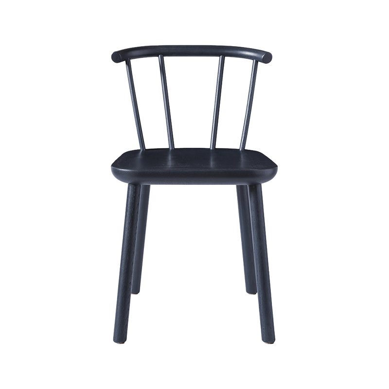 Studio Solid Wood Dining Chair, Black Blue
