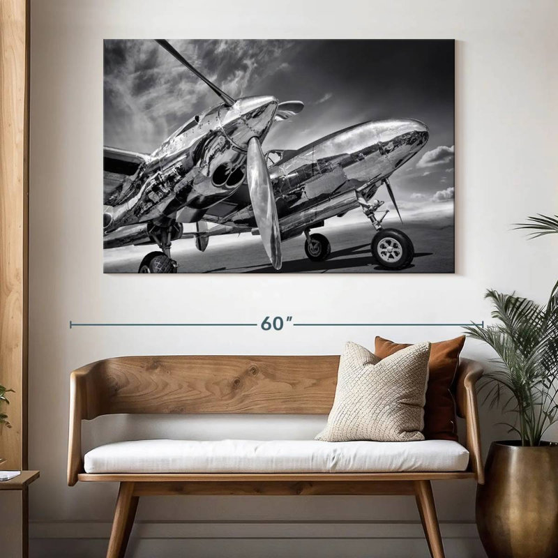 Mehar Monochrome Silver Plane, 34" H x 51" W
