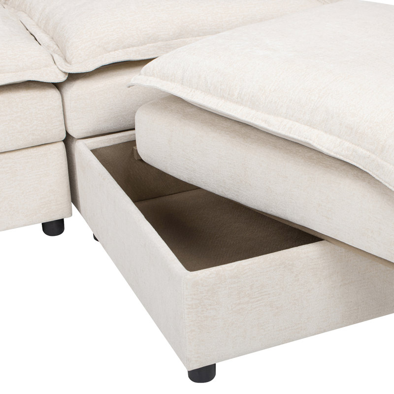 Jahime 124" Modular U-Shaped Sectional Sofa-In-A-Box With Storage
