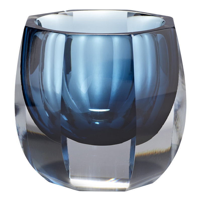 Azure Glass Table Vase, 4" H x 4" W x 4" D