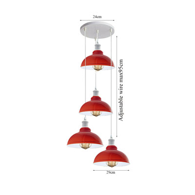 Gatesville 4 - Light Red Cluster Pendant