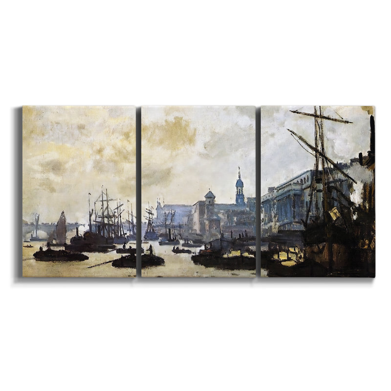 «Black & White Waves I» sur toile, reproduction de 3 pièces, H 27 po x l 54 po x P 2 po