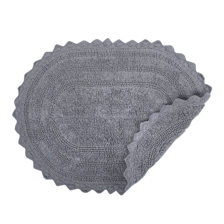 August Grove Lisk Oval 100% Cotton Solid Bath Rug Size: 17 W x 24 L, Color: Gray